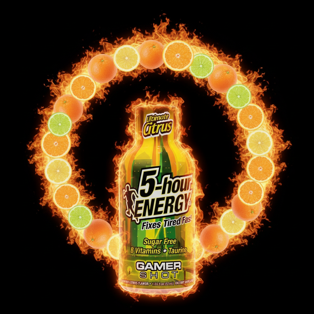 5-hour ENERGY shot bottle in ultimate citrus flavor on a white background