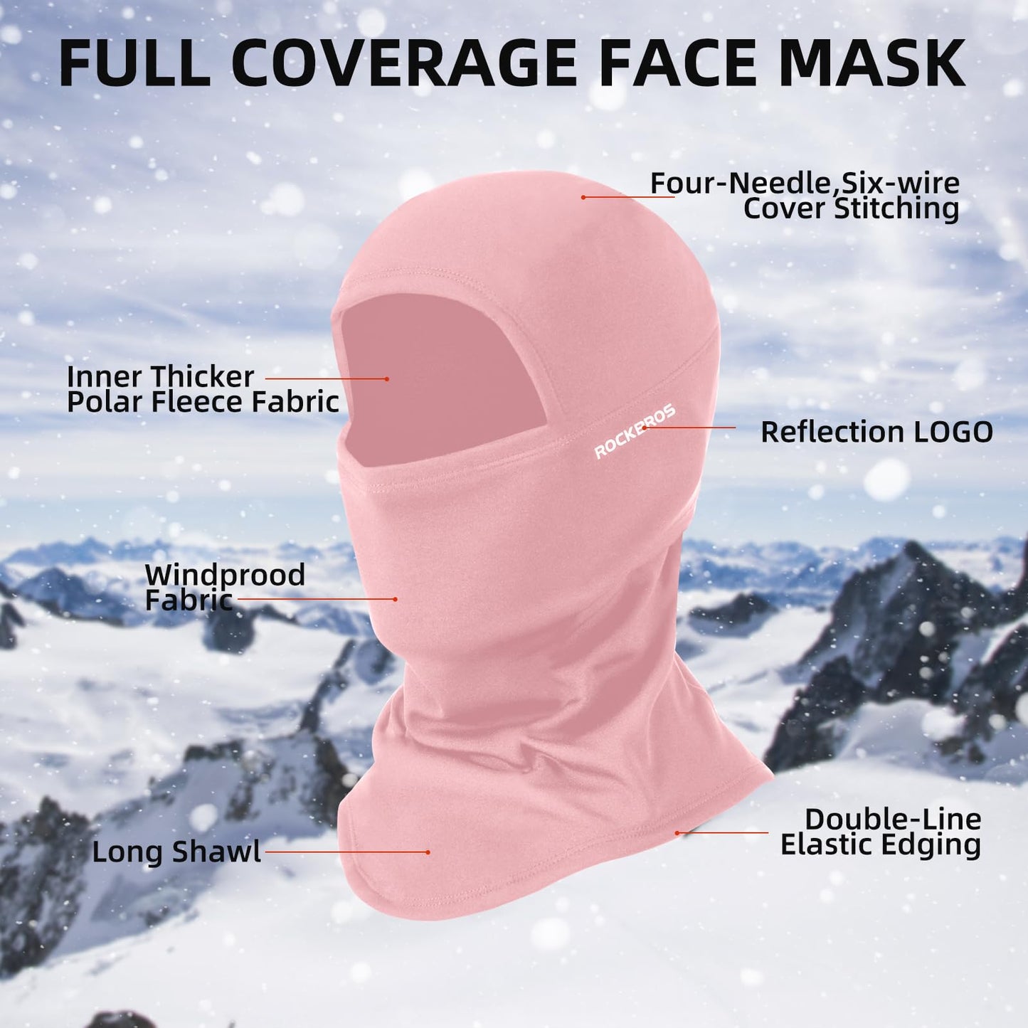 ROCKBROS Balaclava Ski Mask, Windproof Thermal Winter Neck Warmer Hood for Men  Women