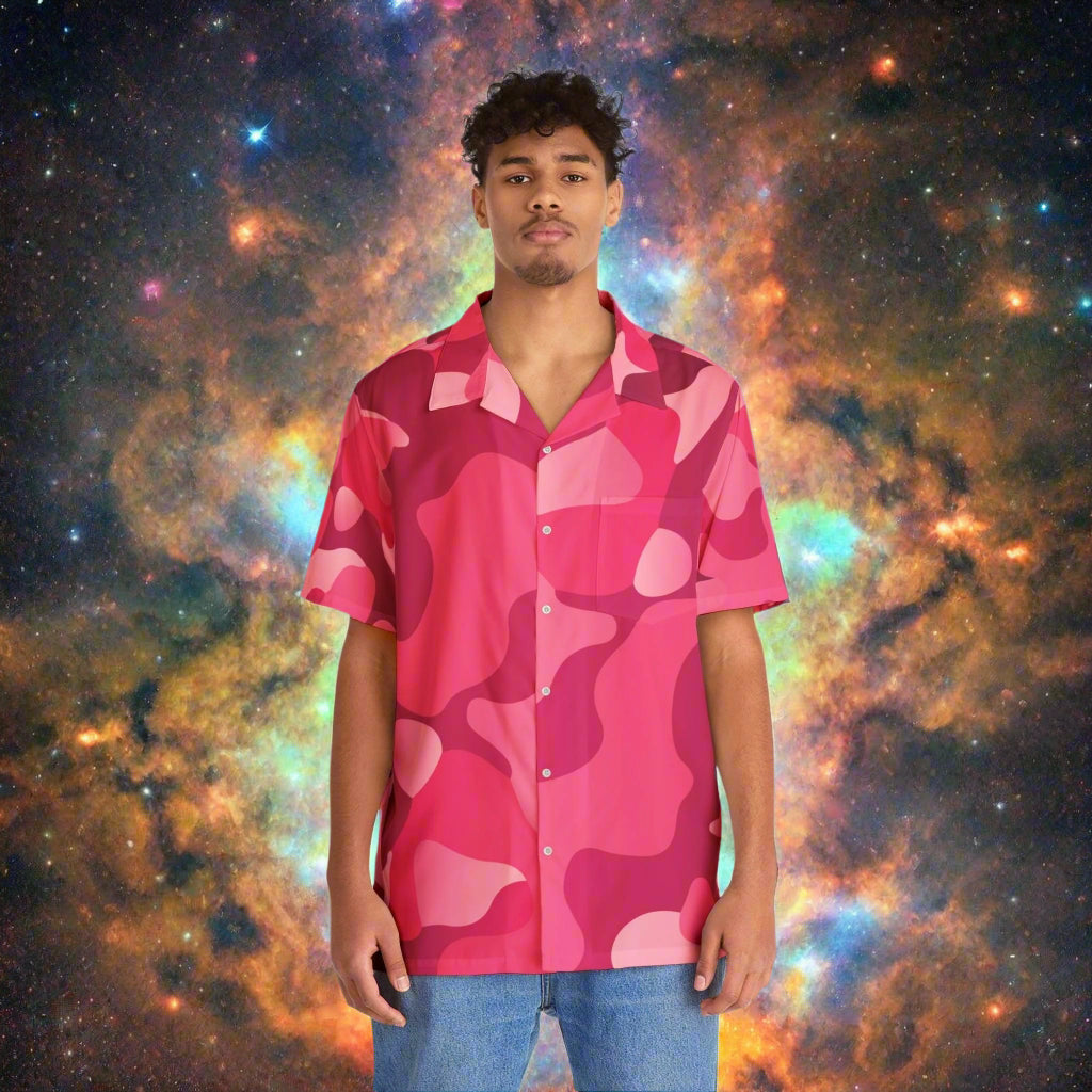 Pink Camo Men's Hawaiian Shirt - Lizard Vigilante