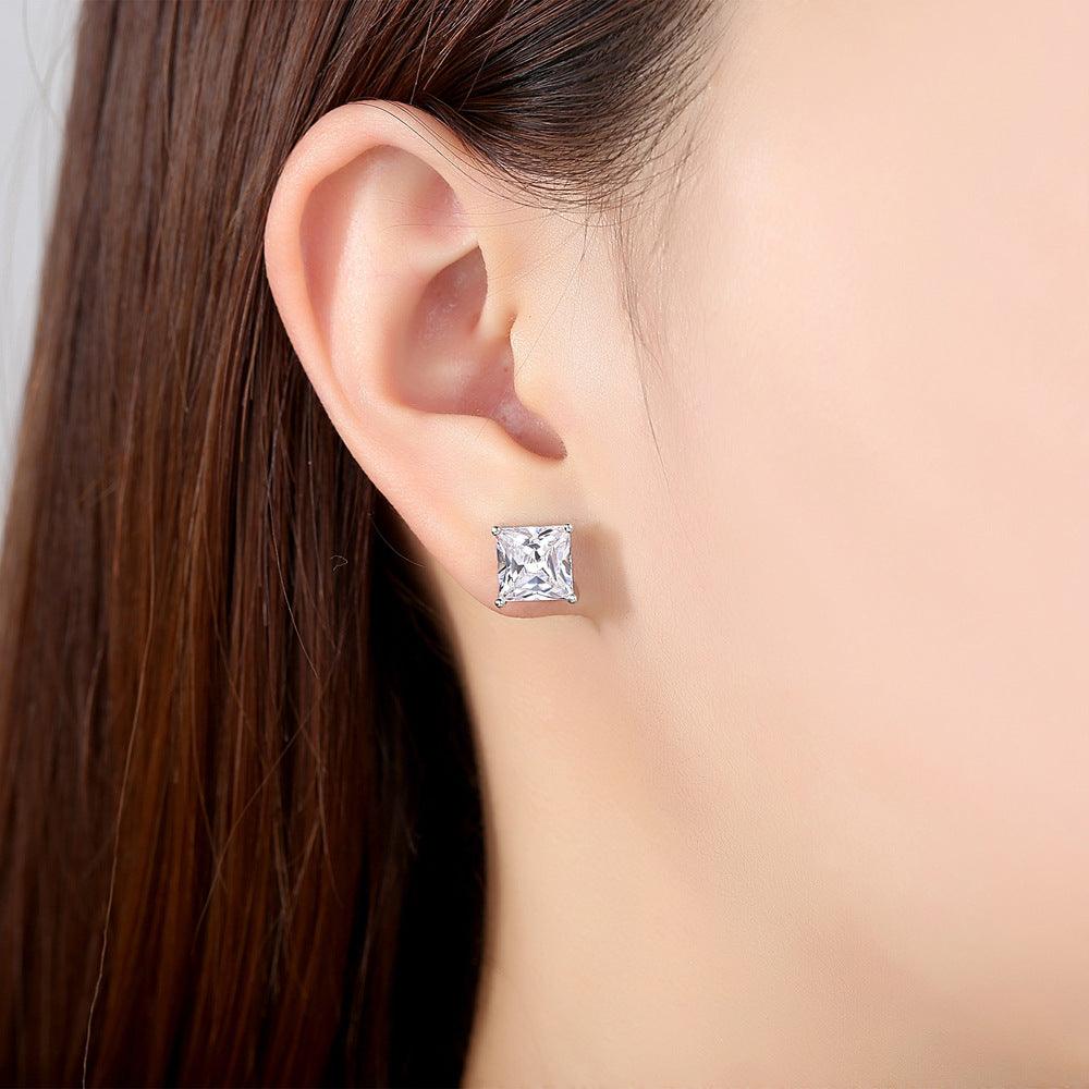 Princess Cut Stud Earrings Cubic Zirconia Stud Earrings