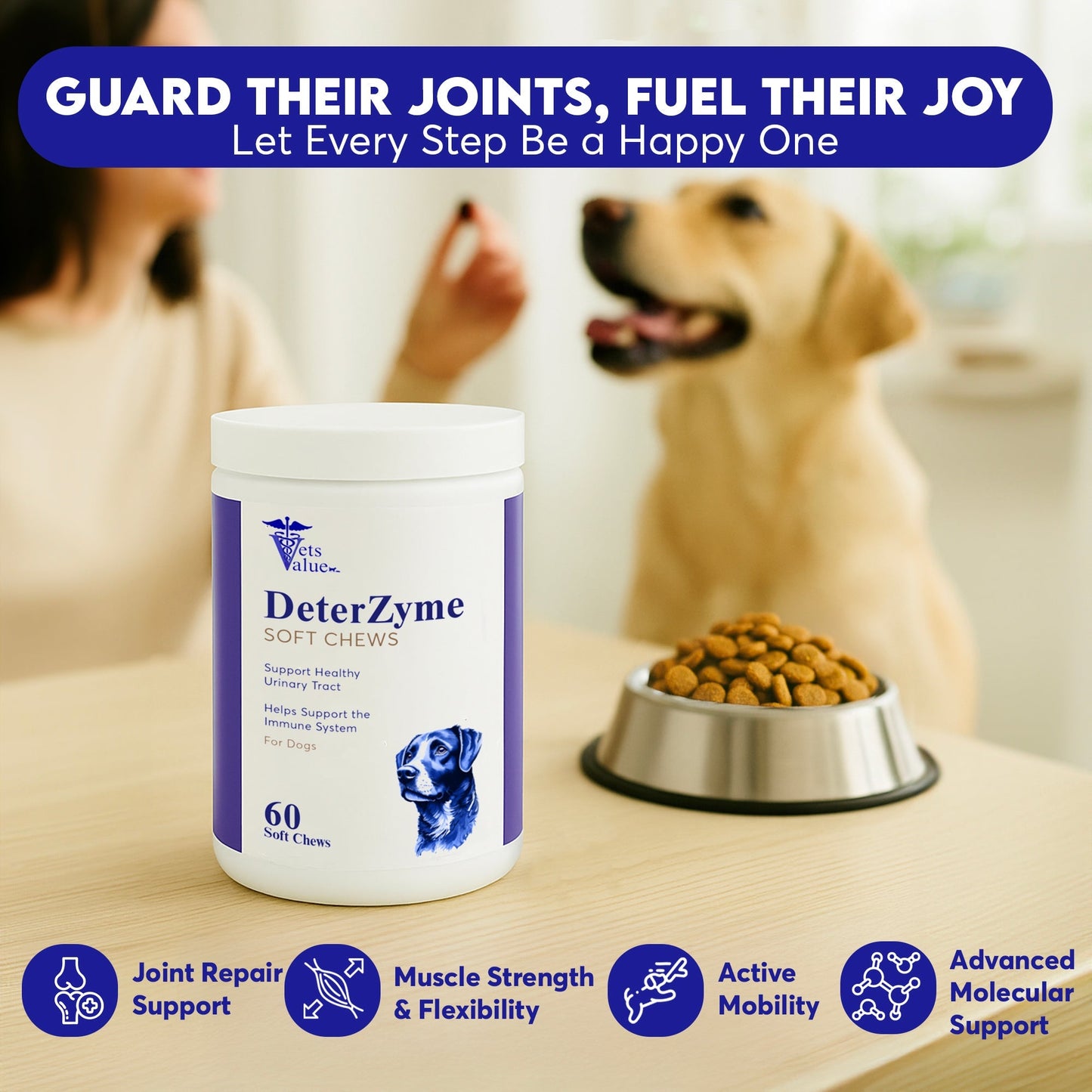 DeterZyme Stool Eating Deterrent for Dogs – 60 Soft Chews – Helps Discourage Stool Consumption – with Digestive Enzymes, Prebiotics, and Natural Herbal Blend – Supports Gut Health & Breath Freshening