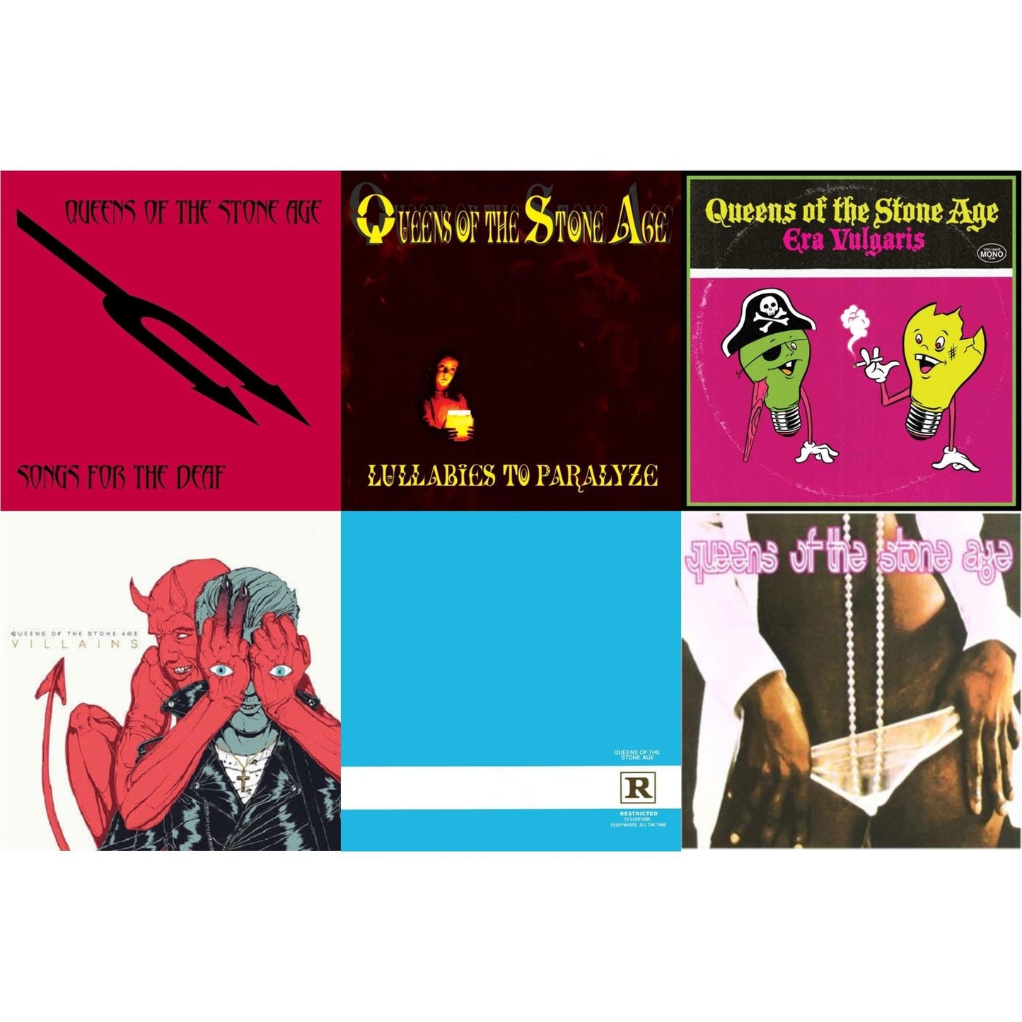 Queens Of The Stone Age - Queens Of The Stone Age (2LP) & Era Vulgaris (180G) & Lullabies To Paralyze (2LP/180G) (X) & Rated R (180G) (X) & Songs For The Deaf (180G) (X) & Villains (Gatefold/Dl Card)