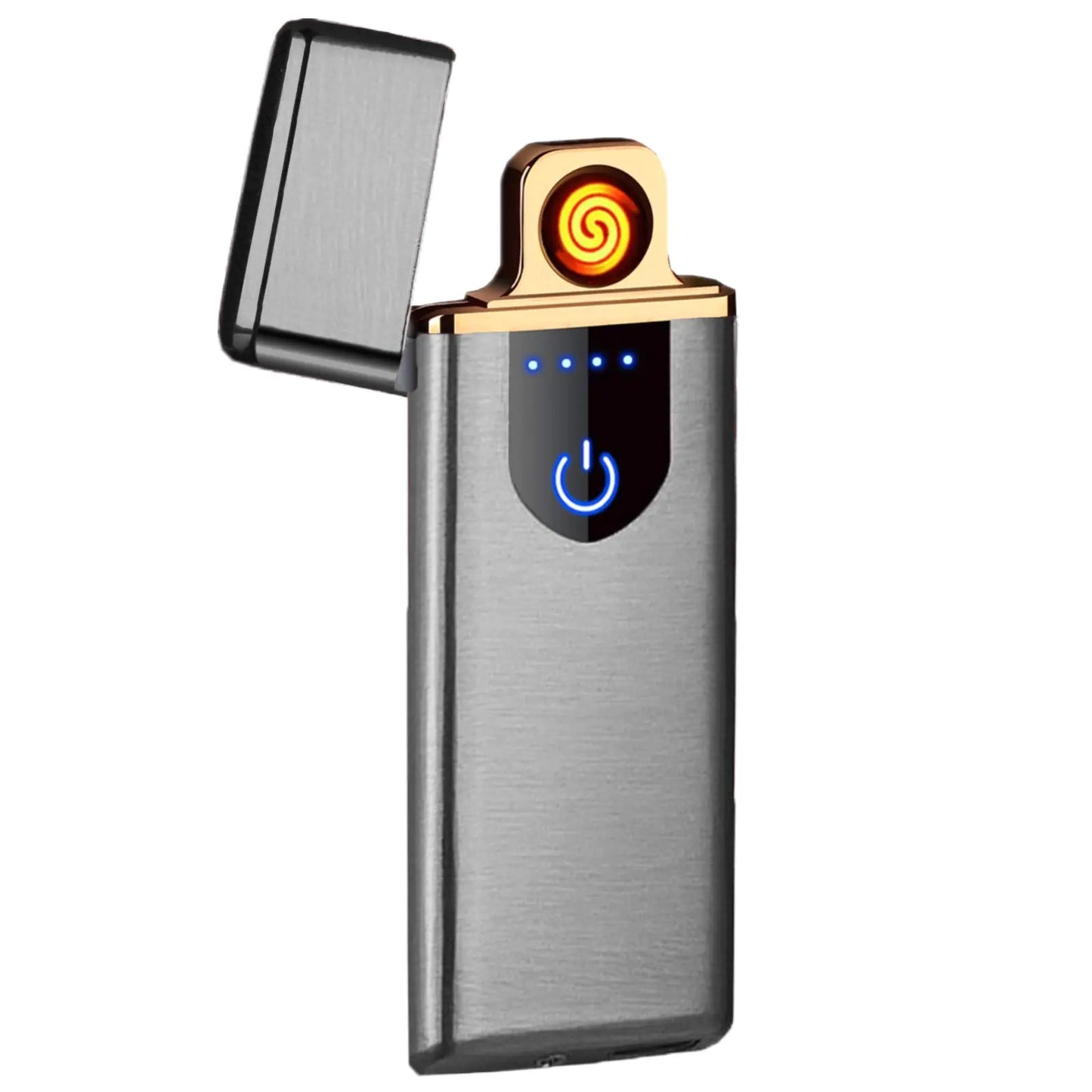 Electric Lighter USB Rechargeable Lighter Plasma Dual Arc Lighter Windproof Flameless Lighter Pocket Metal Lighter Incense Camping (Silvery)