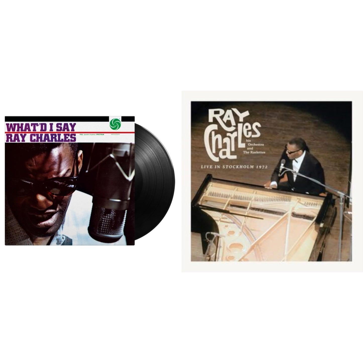 Ray Charles - Live In Stockholm 1972 (140G) & What'd I Say (180G) - LP Vinyl Bundle