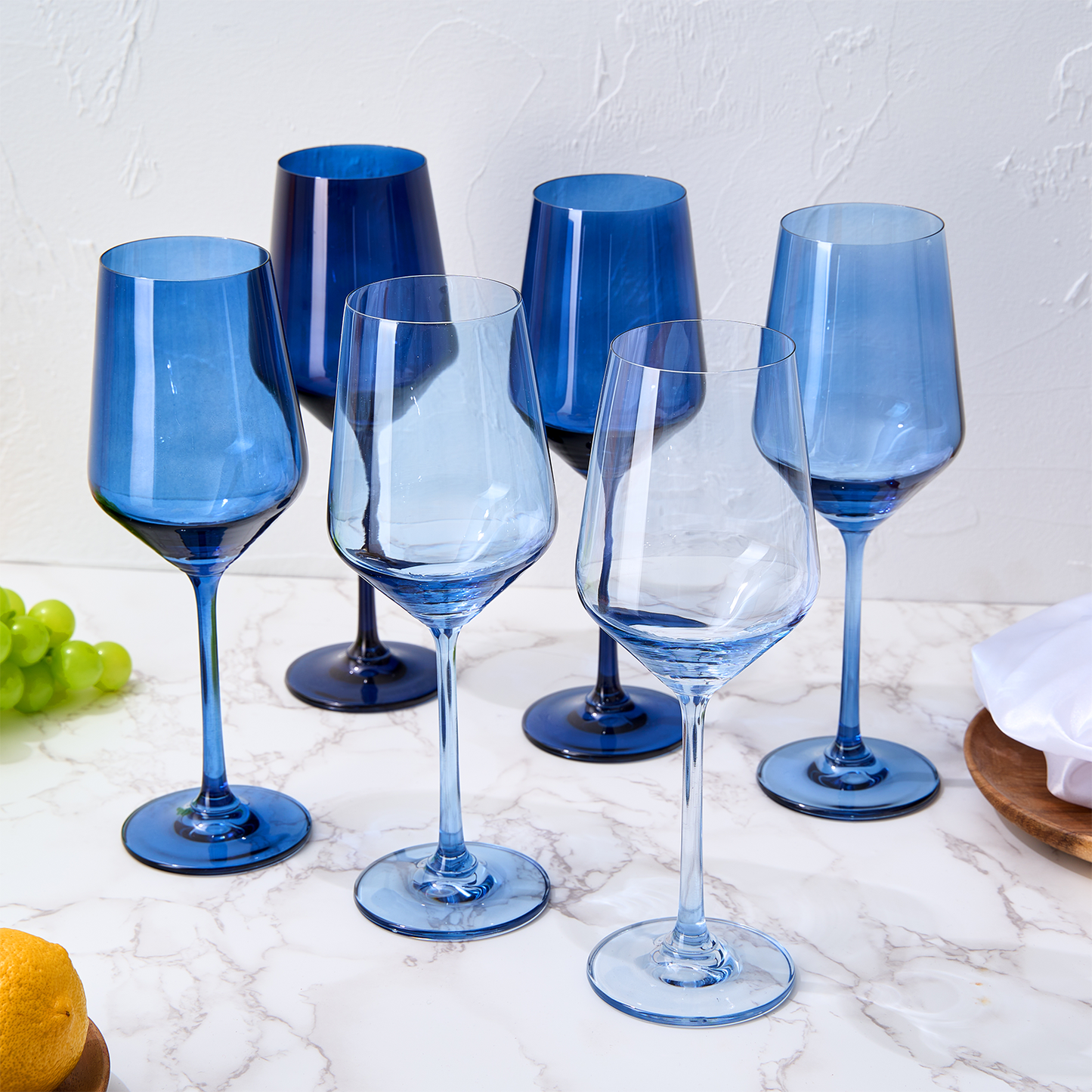 Blue Winter Wine Glasses | Set of 6 | Navy Blue Colors
