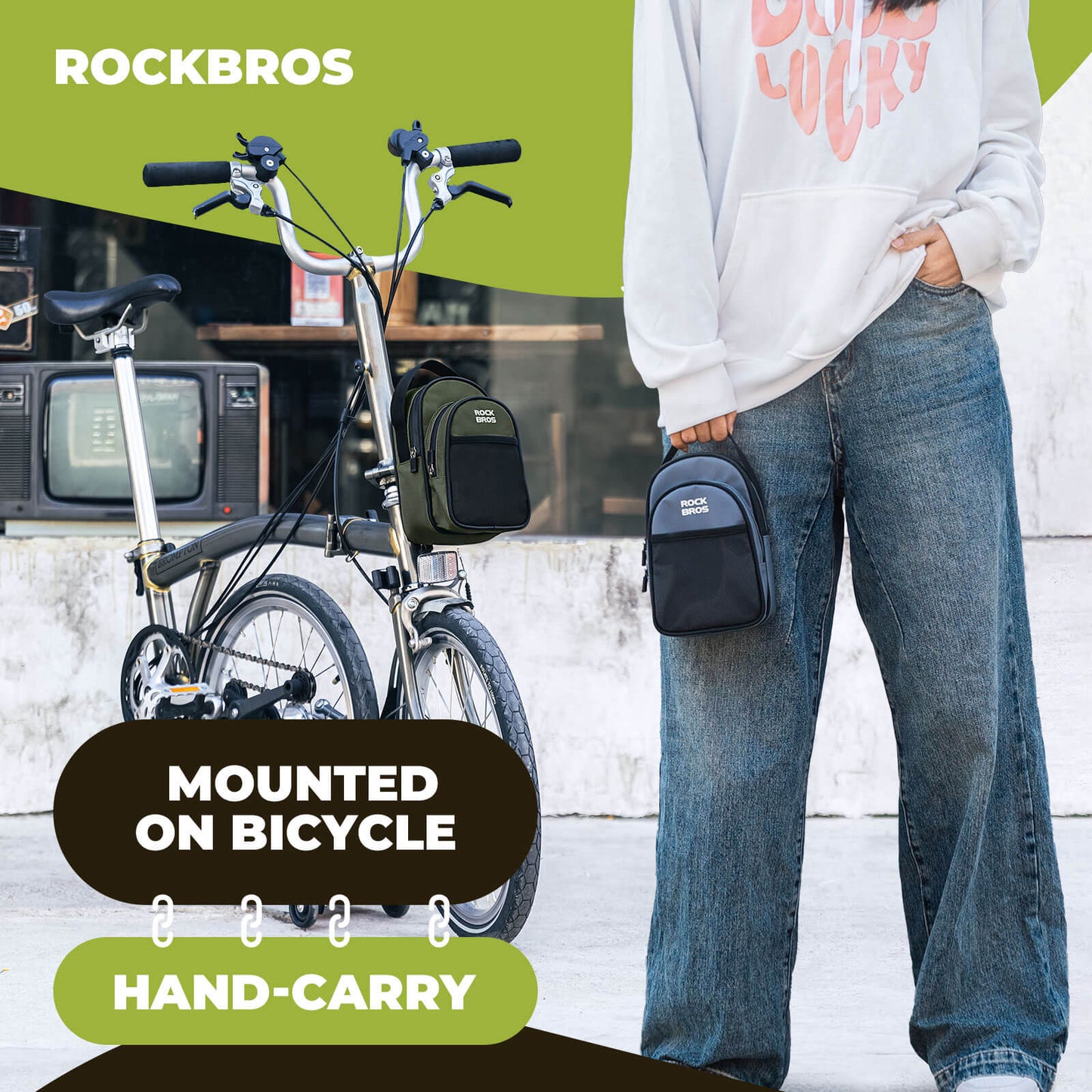 ROCKBROS Bike Handlebar Bag 1.8L For Folding Bike