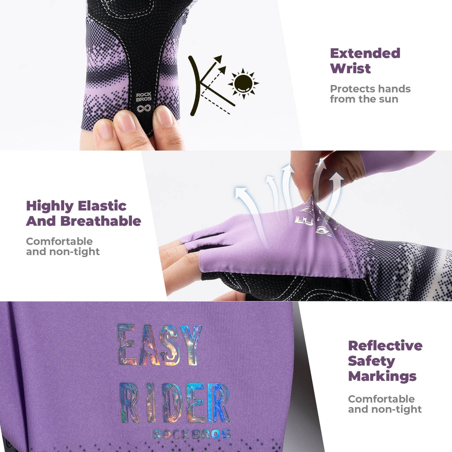 ROCKBROS Half-Finger Women Cycling Gloves Summer Gradient