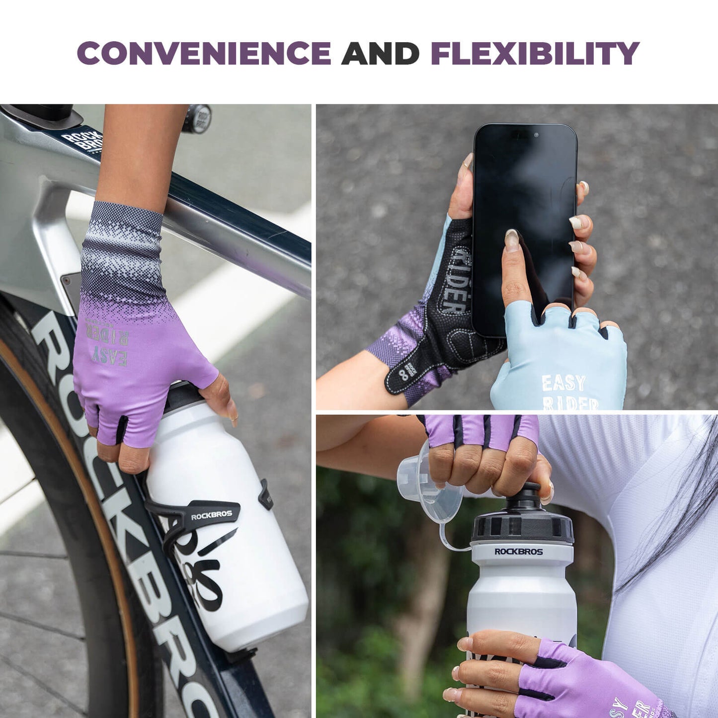 ROCKBROS Half-Finger Women Cycling Gloves Summer Gradient