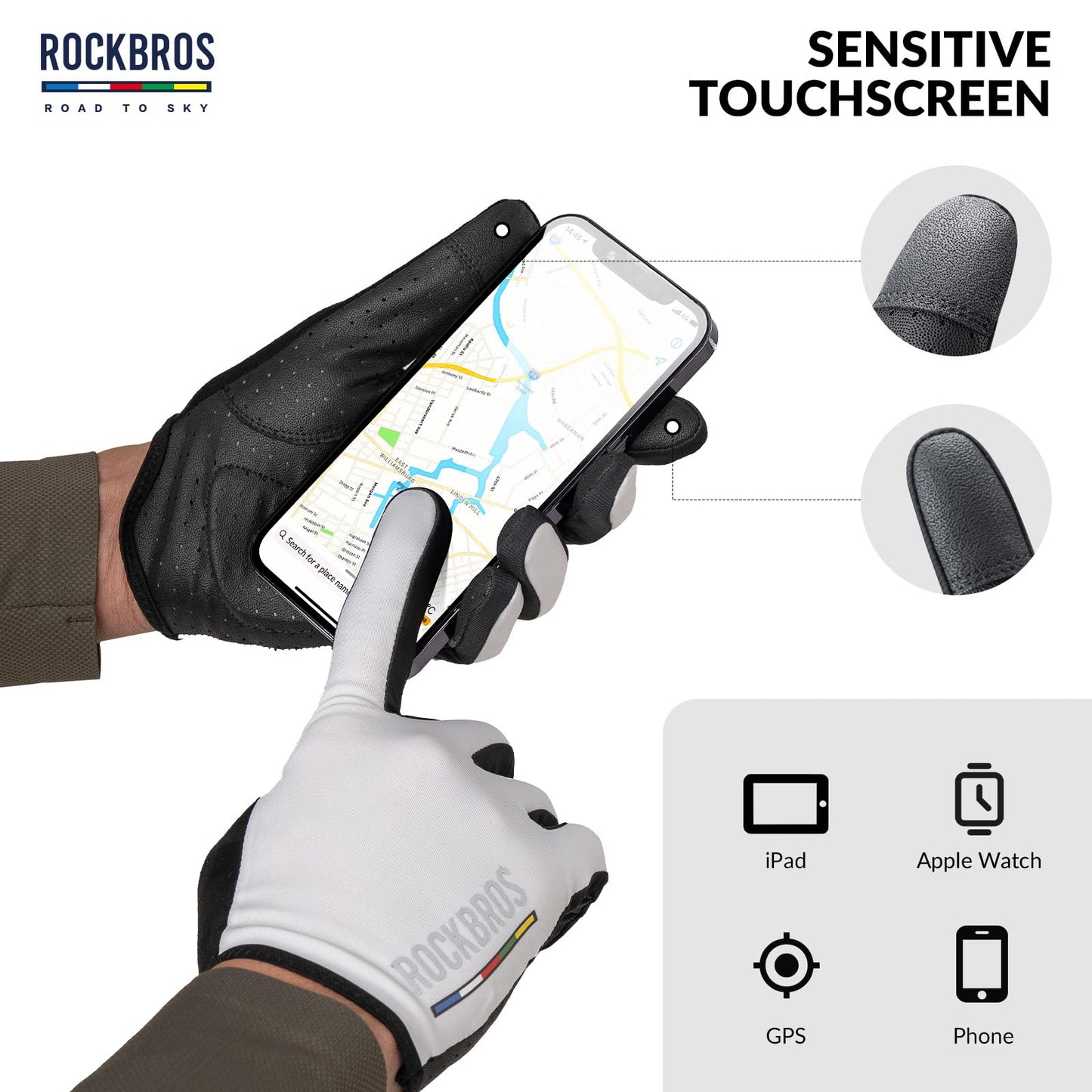ROCKBROS Road-to-Sky Spring Summer Cycling Gloves Full Finger Touch Screen