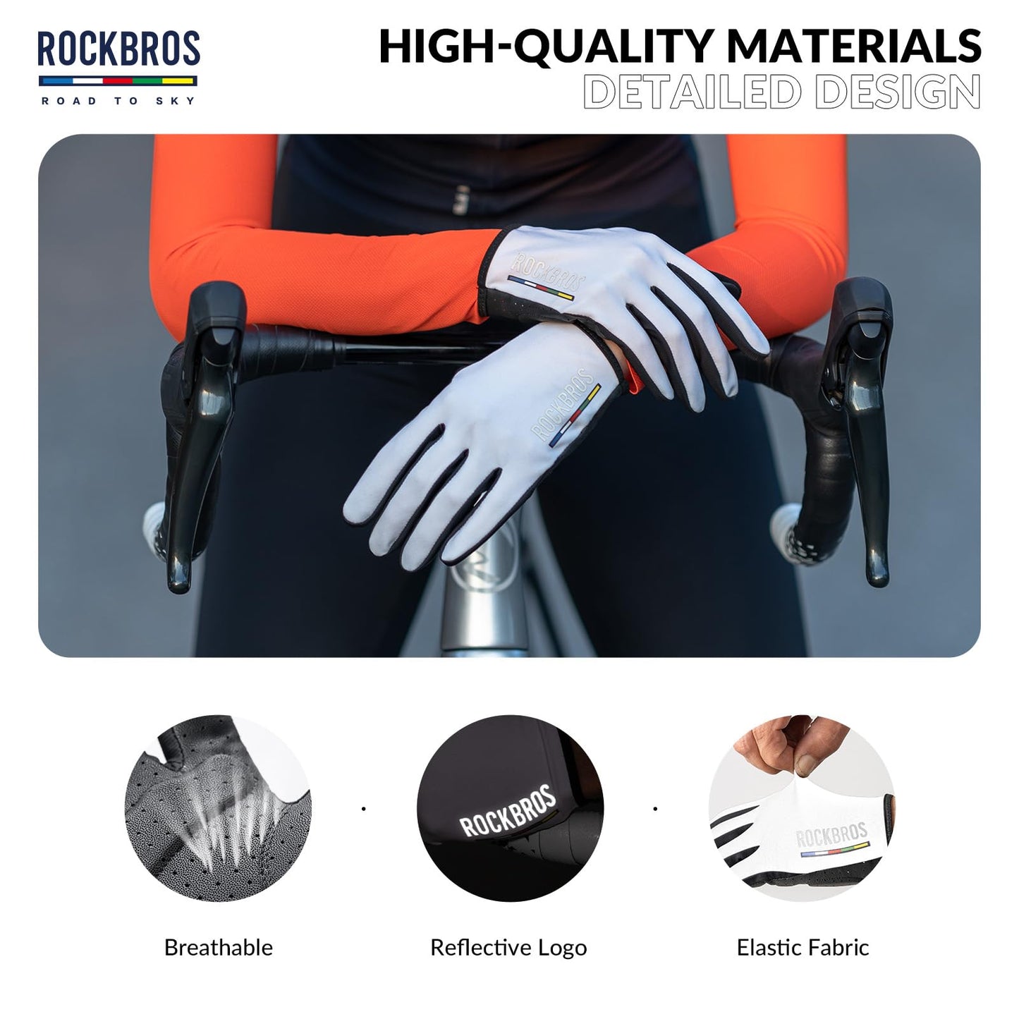 ROCKBROS Road-to-Sky Spring Summer Cycling Gloves Full Finger Touch Screen