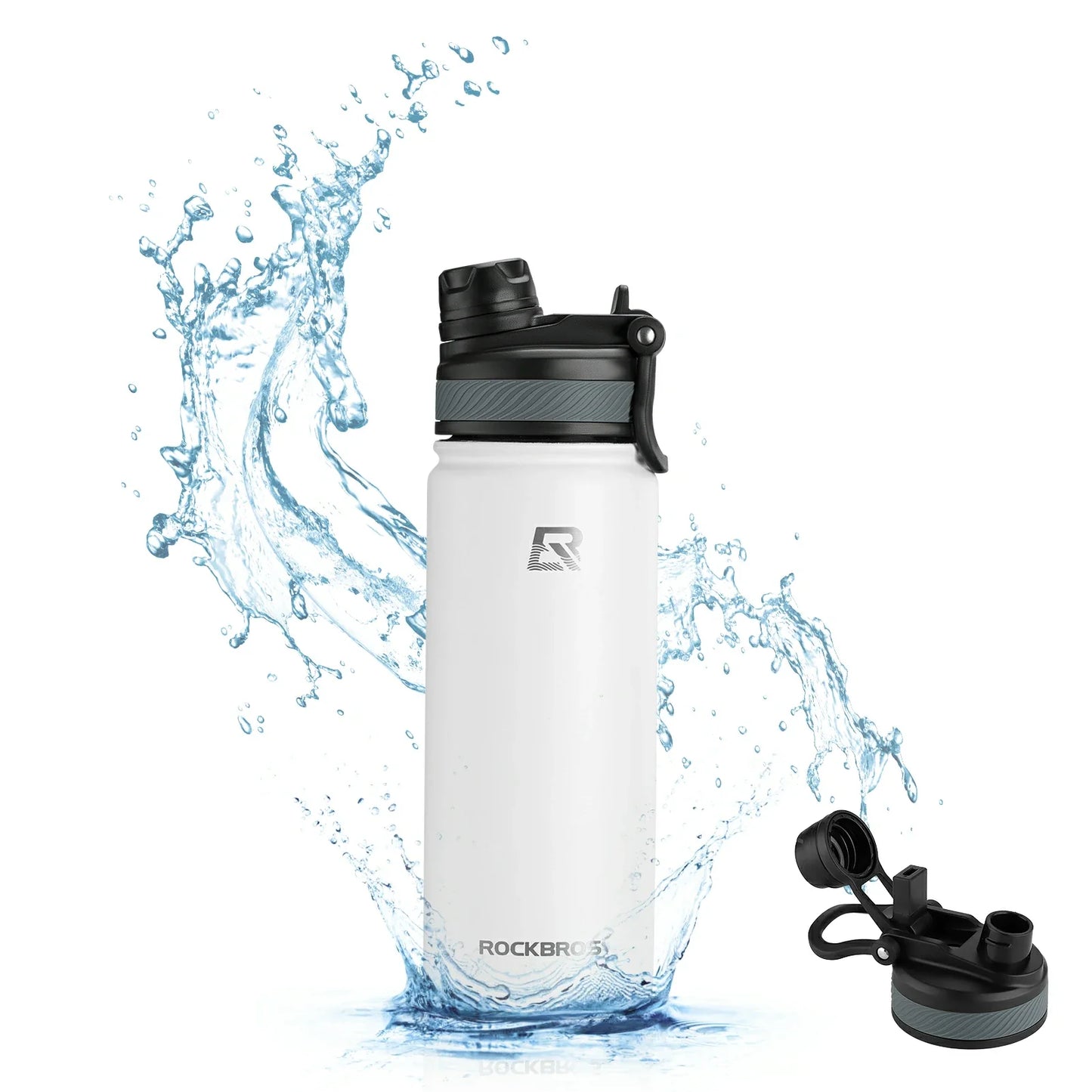 ROCKBROS Stainless Steel Insulated Water Bottle with Straw