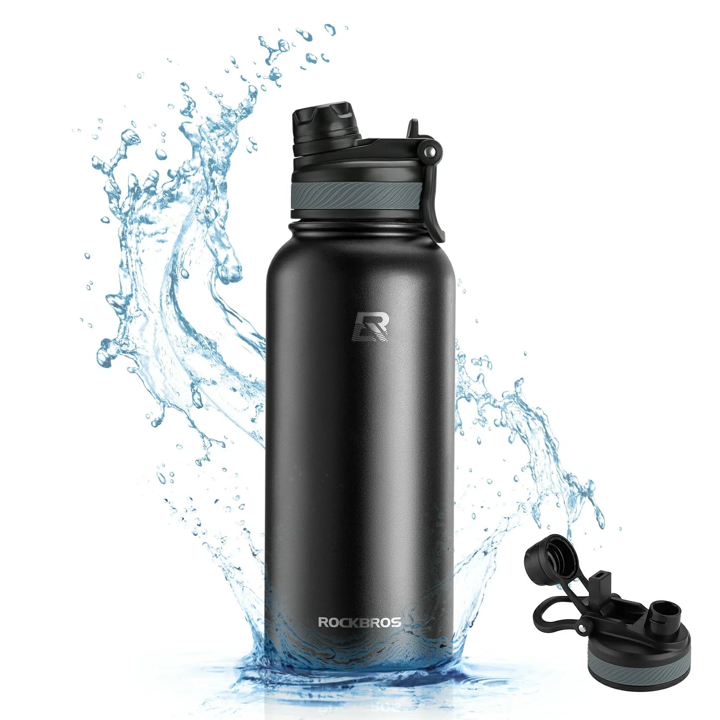 ROCKBROS Stainless Steel Insulated Water Bottle with Straw