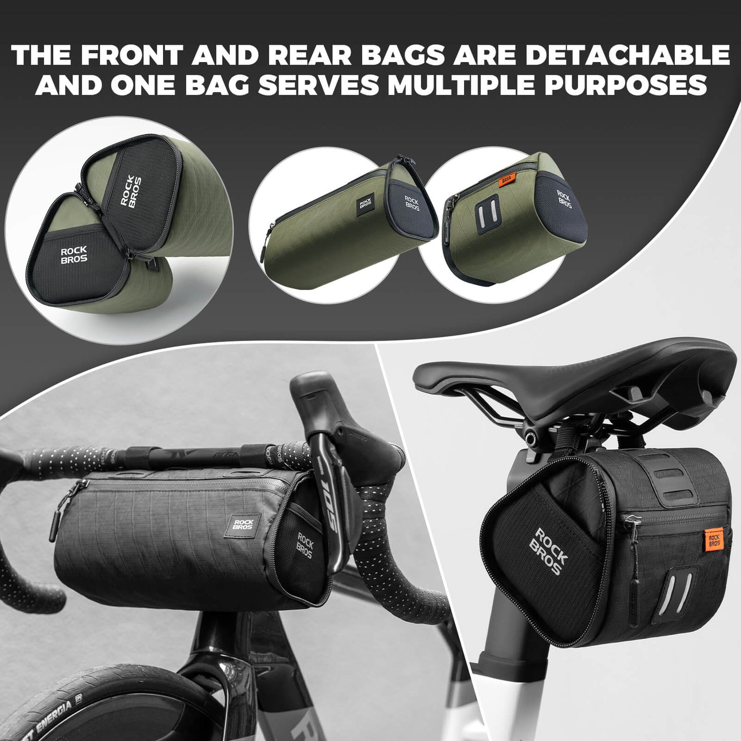 ROCKBROS Versatile 2 in 1 Bike Bag Waterproof Handlebar Bag With Shoulder Strap