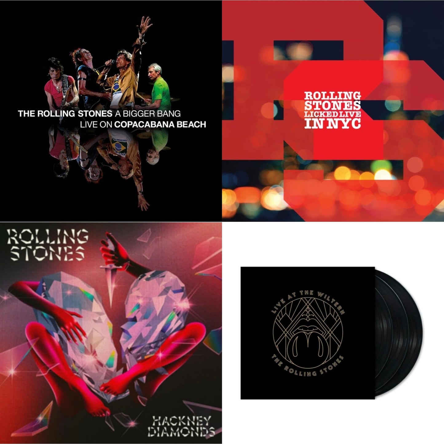Bigger Bang Live On Copacabana Beach (Multi Color Vinyl/3LP) & Licked Live In Nyc (White Vinyl/3LP) & Hackney Diamonds & Live At The Wiltern (3LP)