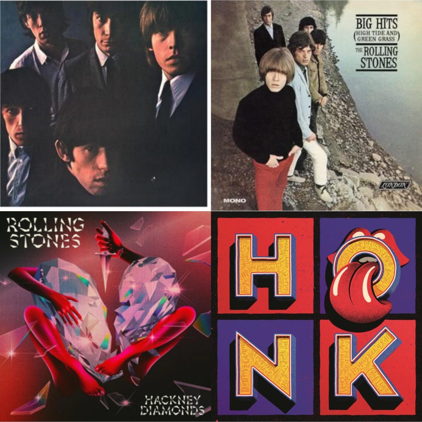 Rolling Stones No.2 (180G) & Big Hits (High Tide Green Grass LP Vinyl) & Hackney Diamonds & Honk (Translucent Red Vinyl/2LP)