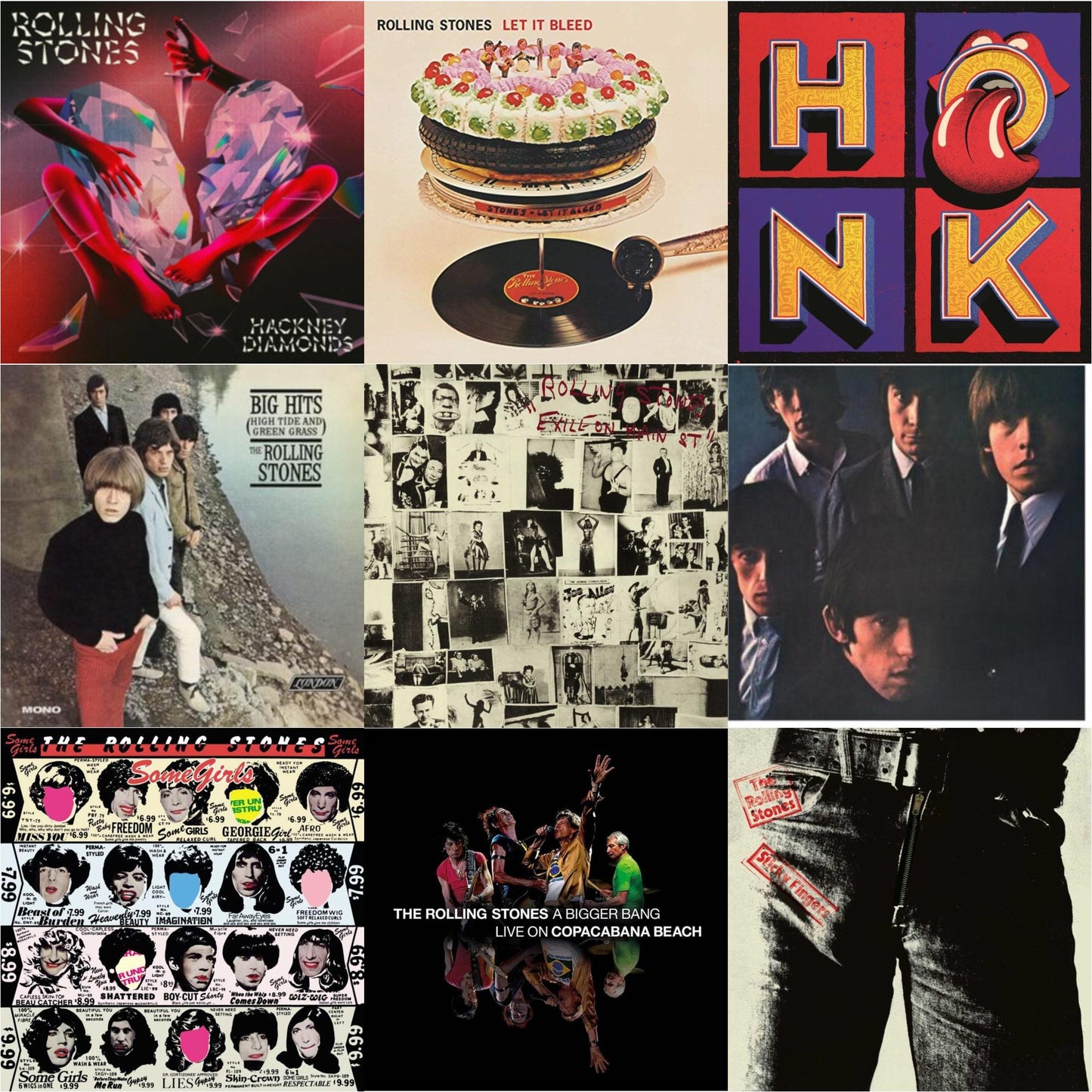 Rolling Stones - Rolling Stones No.2 (180G) & Big Hits (High Tide Green Grass LP Vinyl) & Let It Bleed (50Th Anniversary Edition) & Bigger Bang Live On Copacabana Beach (Multi Color Vinyl/3LP) & Hackney Diamonds & Sticky Fingers & Exile On Main