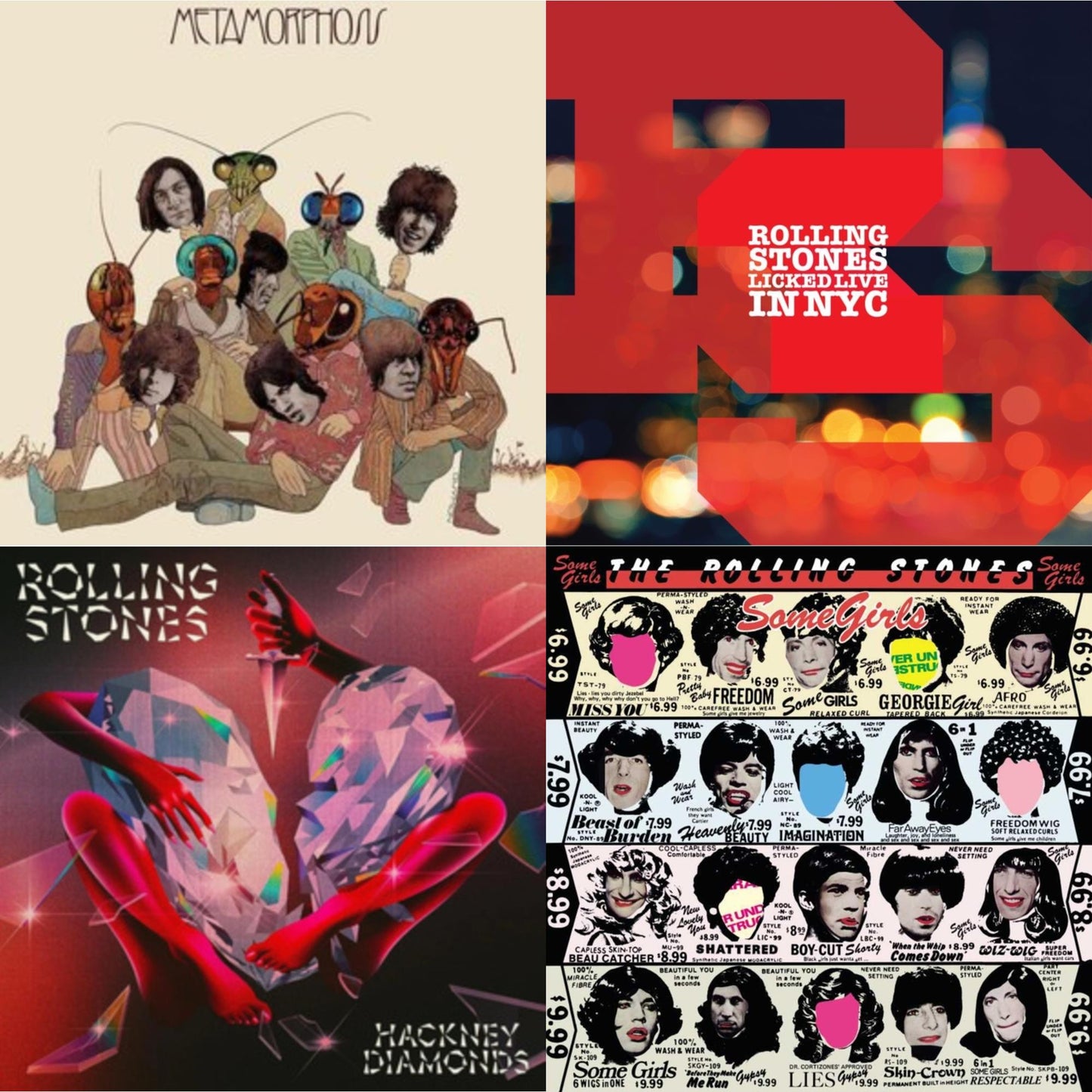 Metamorphosis & Licked Live In Nyc (White Vinyl/3LP) & Hackney Diamonds & Some Girls