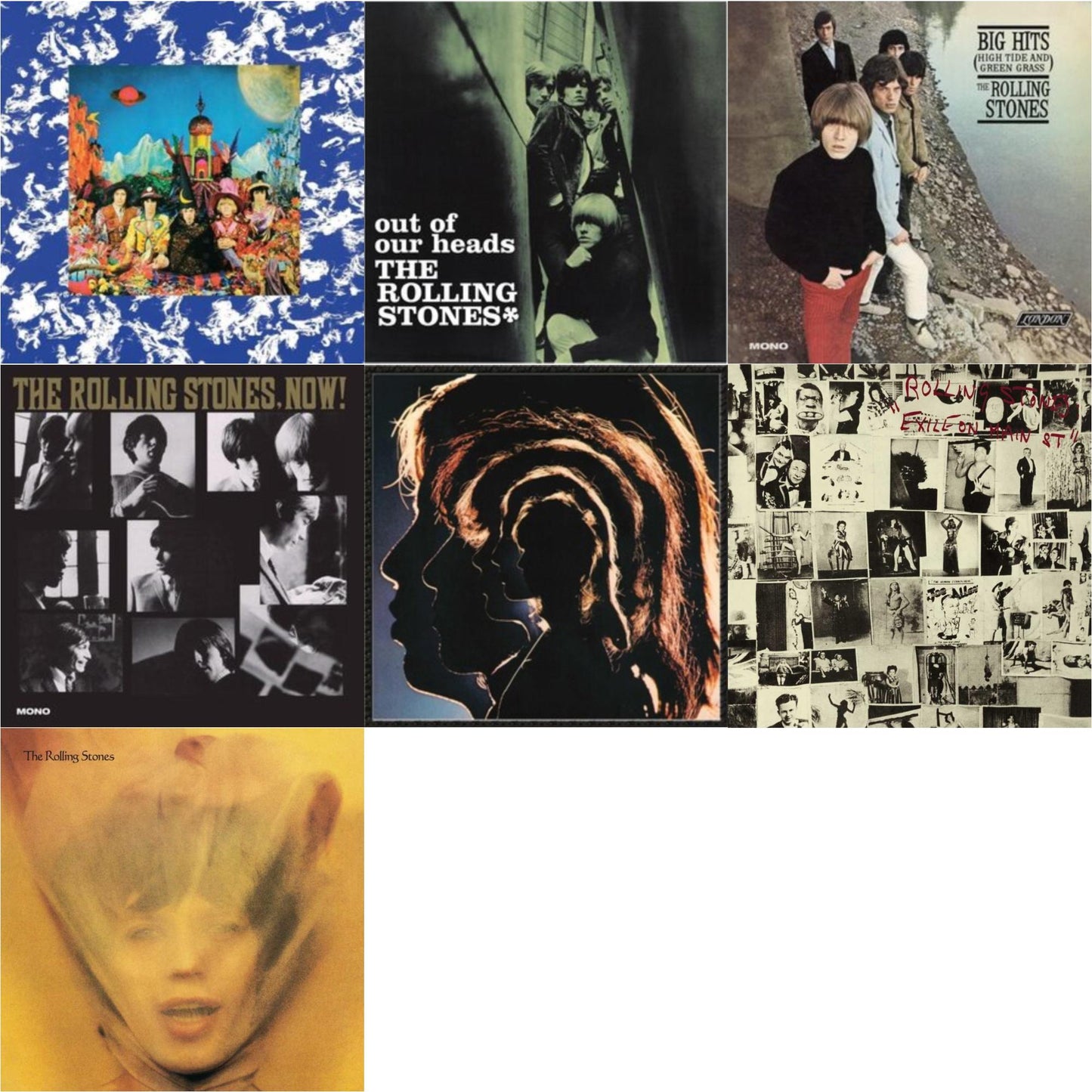 Their Satanic Majesties Request & Out Of Our Heads (Uk) & Big Hits (High Tide Green Grass LP Vinyl) & Rolling Stones, Now! & Hot Rocks 1964-1971 (2LP) & Exile On Main Street (2LP) & Goats Head Soup (2LP 2020 Deluxe Edition)