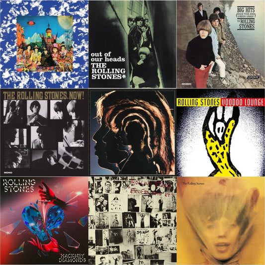 Rolling Stones - Their Satanic Majesties Request & Out Of Our Heads (Uk) & Big Hits (High Tide Green Grass LP Vinyl) & Rolling Stones, Now! & Hot Rocks 1964-1971 (2LP) & Voodoo Lounge (30Th Anniversary) (Red/Yellow Vinyl/2LP) & Hackney Diamonds (1