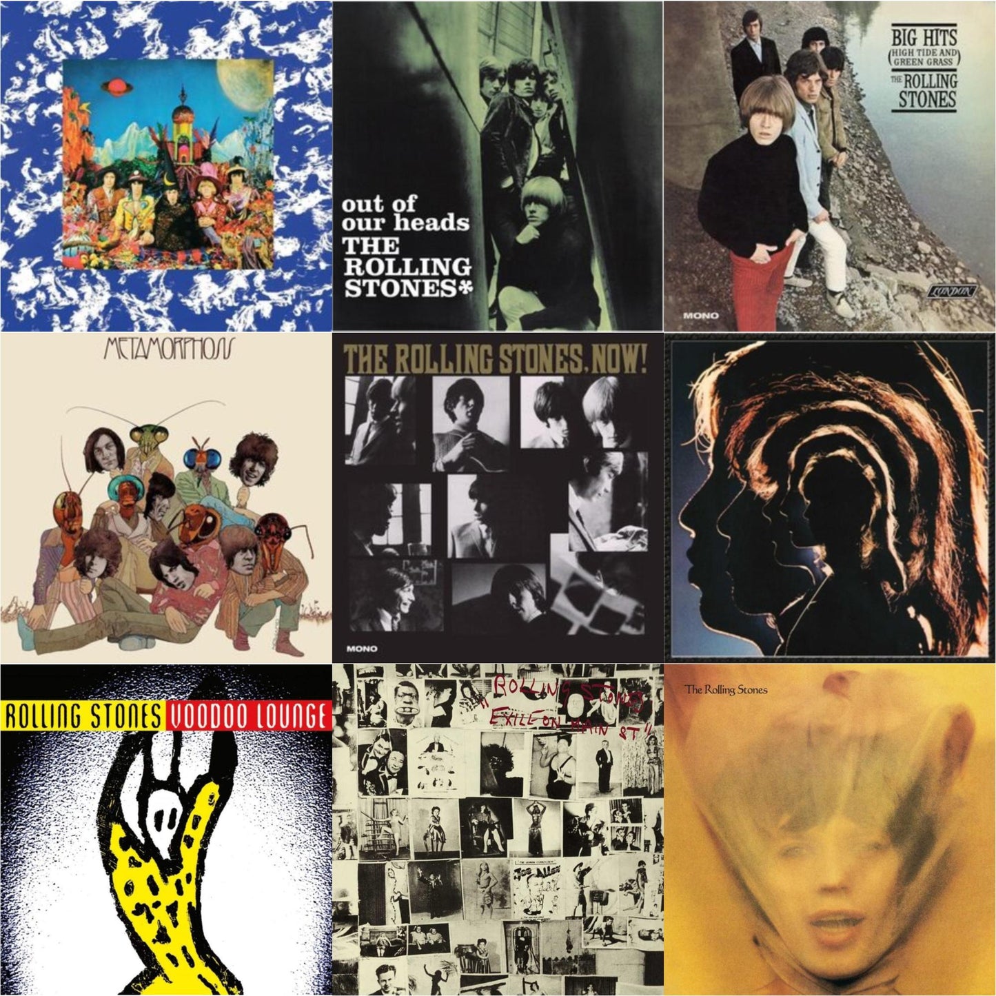 Rolling Stones - Their Satanic Majesties Request & Out Of Our Heads (Uk) & Big Hits (High Tide Green Grass LP Vinyl) & Metamorphosis & Rolling Stones, Now! & Hot Rocks 1964-1971 (2LP) & Voodoo Lounge (30Th Anniversary) (Red/Yellow Vinyl/2LP) & Exile