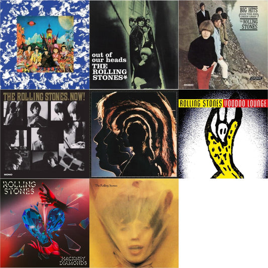 Rolling Stones - Their Satanic Majesties Request & Out Of Our Heads (Uk) & Big Hits (High Tide Green Grass LP Vinyl) & Rolling Stones, Now! & Hot Rocks 1964-1971 (2LP) & Voodoo Lounge (30Th Anniversary) (Red/Yellow Vinyl/2LP) & Hackney Diamonds (1