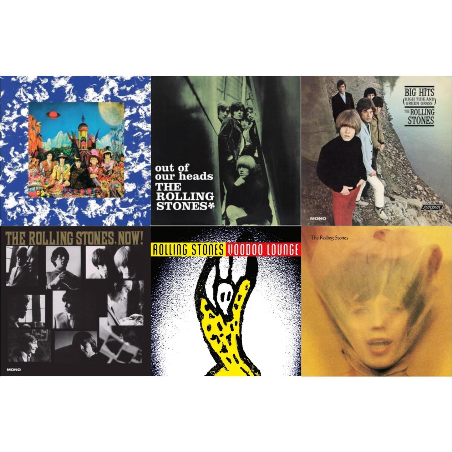 Their Satanic Majesties Request & Out Of Our Heads (Uk) & Big Hits (High Tide Green Grass LP Vinyl) & Rolling Stones, Now! & Voodoo Lounge (30Th Anniversary) (Red/Yellow Vinyl/2LP) & Goats Head Soup (2LP 2020 Deluxe Edition)