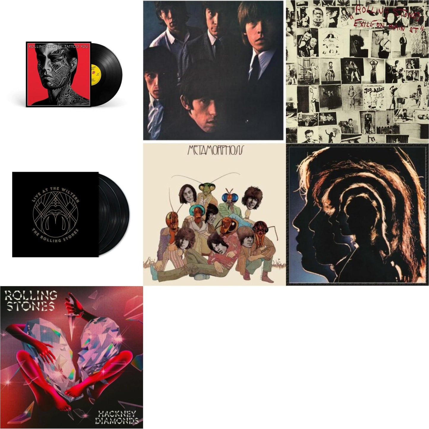 Rolling Stones No.2 (180G) & Metamorphosis & Hot Rocks 1964-1971 (2LP) & Tattoo You (2021 Remaster) & Hackney Diamonds & Live At The Wiltern (3LP) & Exile On Main Street (2LP)