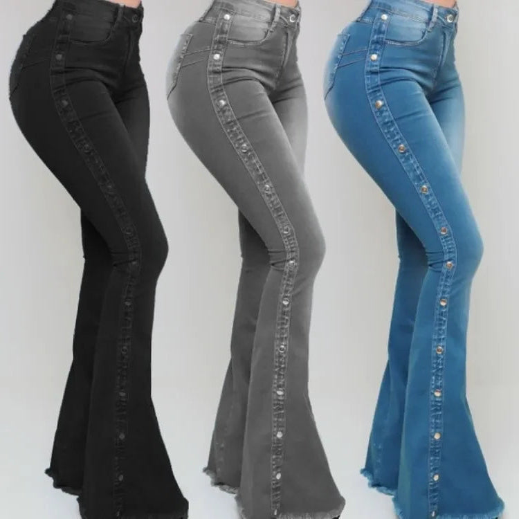 Rebel Bell Flare Jeans – High-Waist Stretch Denim for Vintage Street Queens - Premium jeans from dsers - Just $26.66! Shop now at Lizard Vigilante