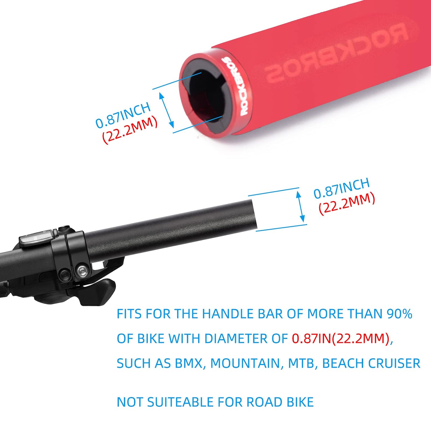 ROCKBROS Bike Grips Foam Single Lock on Bicycle  Soft Comfortable Non-Slip Bike Handle Grips