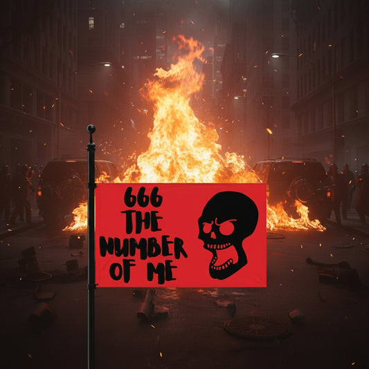 Red 666 The Number Of Me Black Skull Flag - Lizard Vigilante