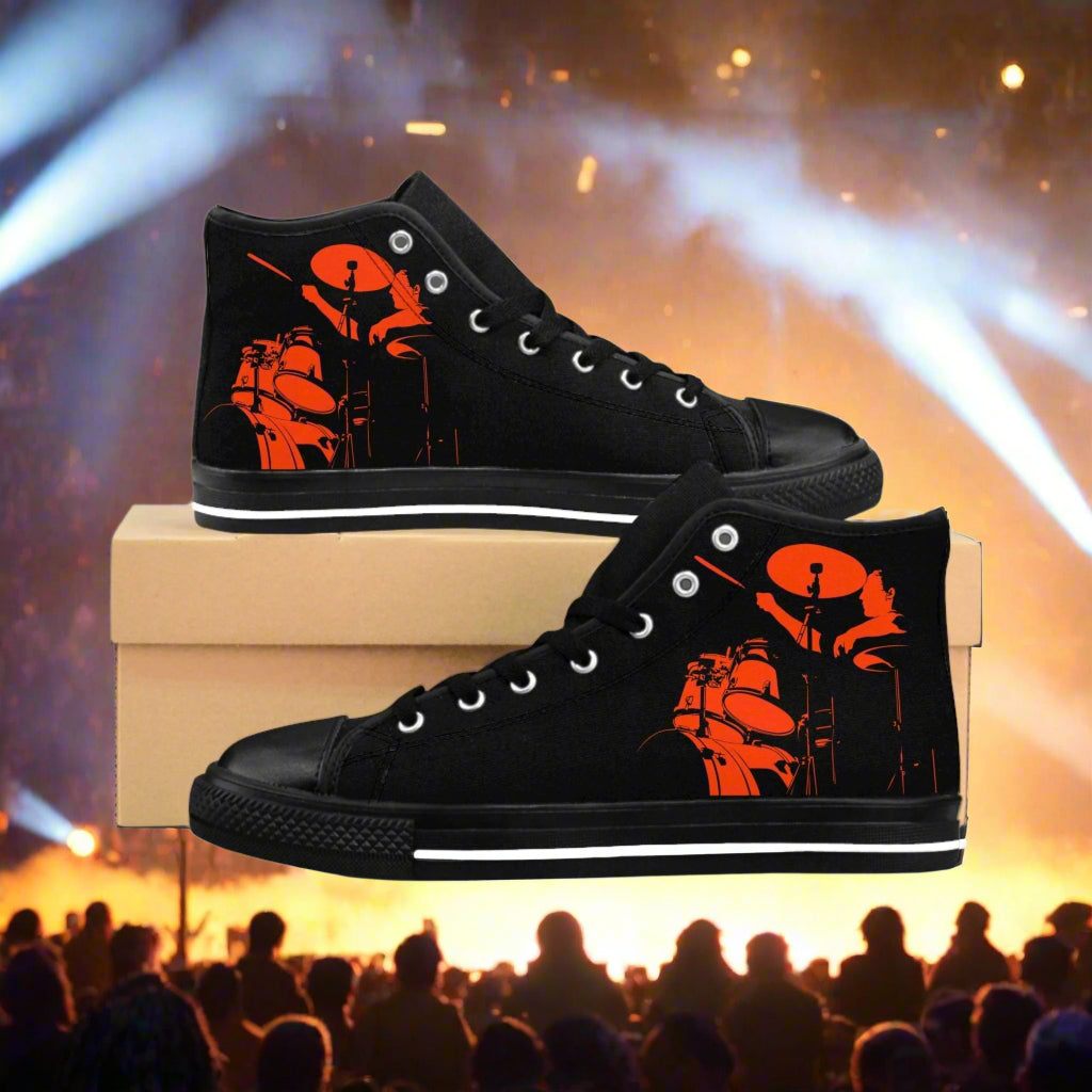 Red Black Drummer Men's Classic Sneakers - Lizard Vigilante