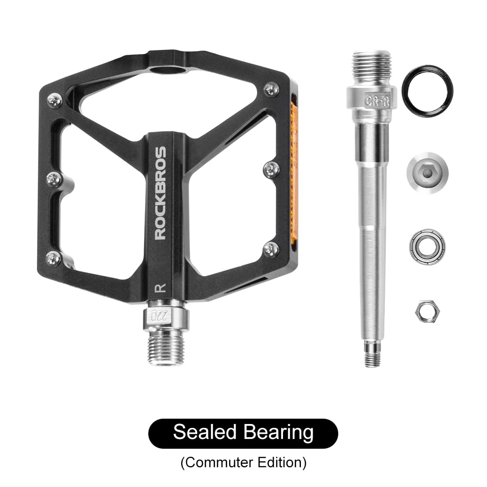 ROCKBROS MTB Reflective Aluminum Pedals 9/16" Sealed Bearing Lightweight