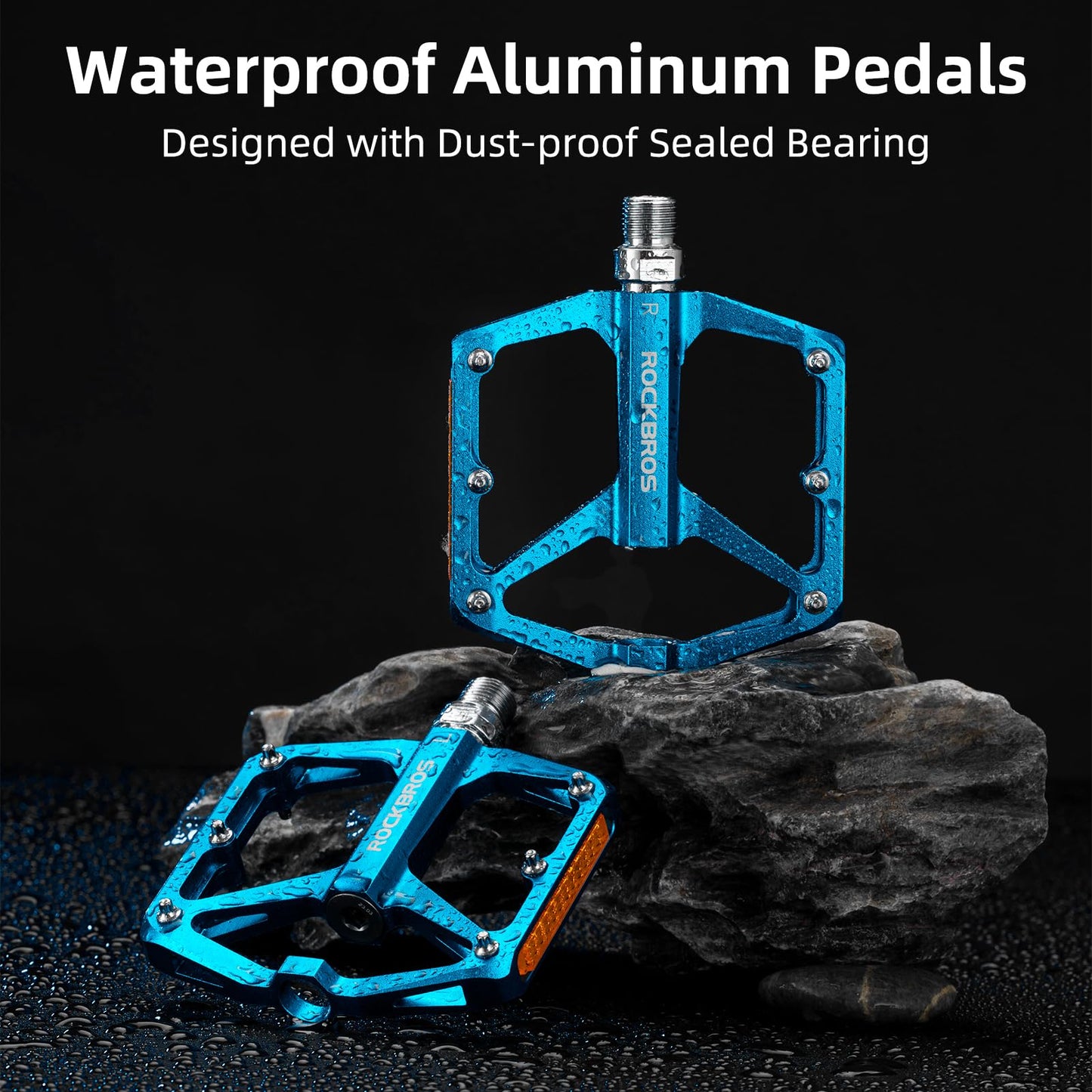 ROCKBROS MTB Reflective Aluminum Pedals 9/16" Sealed Bearing Lightweight