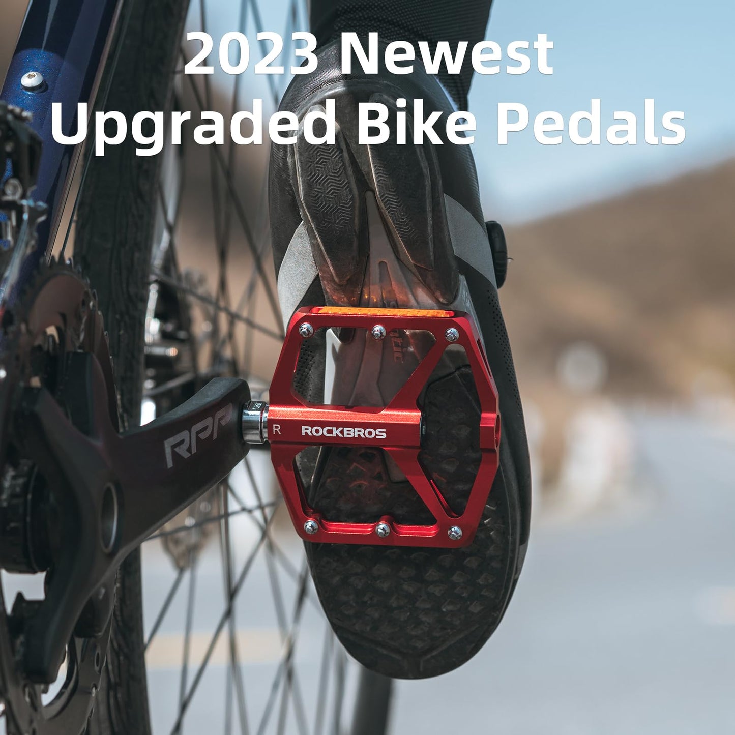 ROCKBROS MTB Reflective Aluminum Pedals 9/16" Sealed Bearing Lightweight