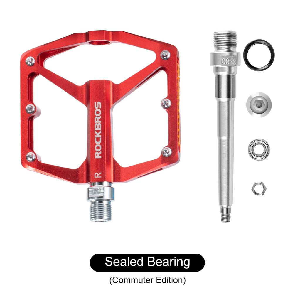 ROCKBROS MTB Reflective Aluminum Pedals 9/16" Sealed Bearing Lightweight
