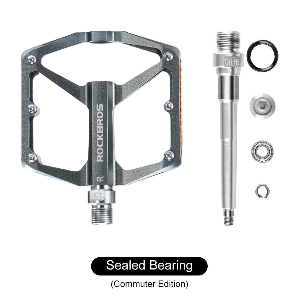 ROCKBROS MTB Reflective Aluminum Pedals 9/16" Sealed Bearing Lightweight
