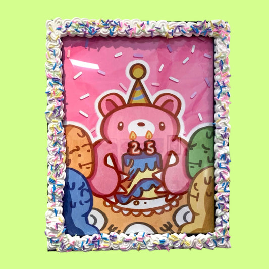 Wen Neale - Gloomy's 25th Anniversary Party - Framed Giclee - Gloomy Bear Exhibition