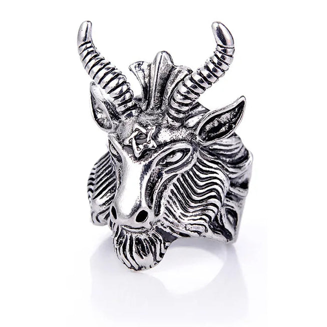 Retro Baphomet Sigil Ring – Large Punk Gothic Rock Open Ring for Men | Handmade Designer Biker Jewelry Gift - Premium ring from dsers - Just $4.99! Shop now at Lizard Vigilante