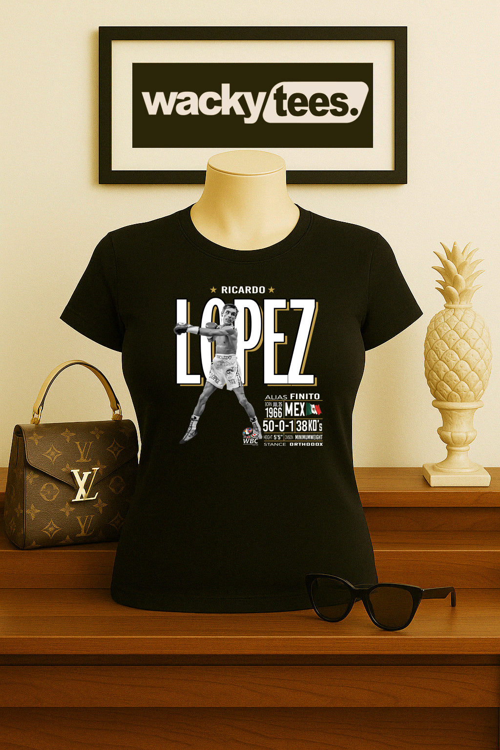 Ricardo Lopez Tale of the Tape Mexico Mexican Boxing Stats Graphic Tee Shirt