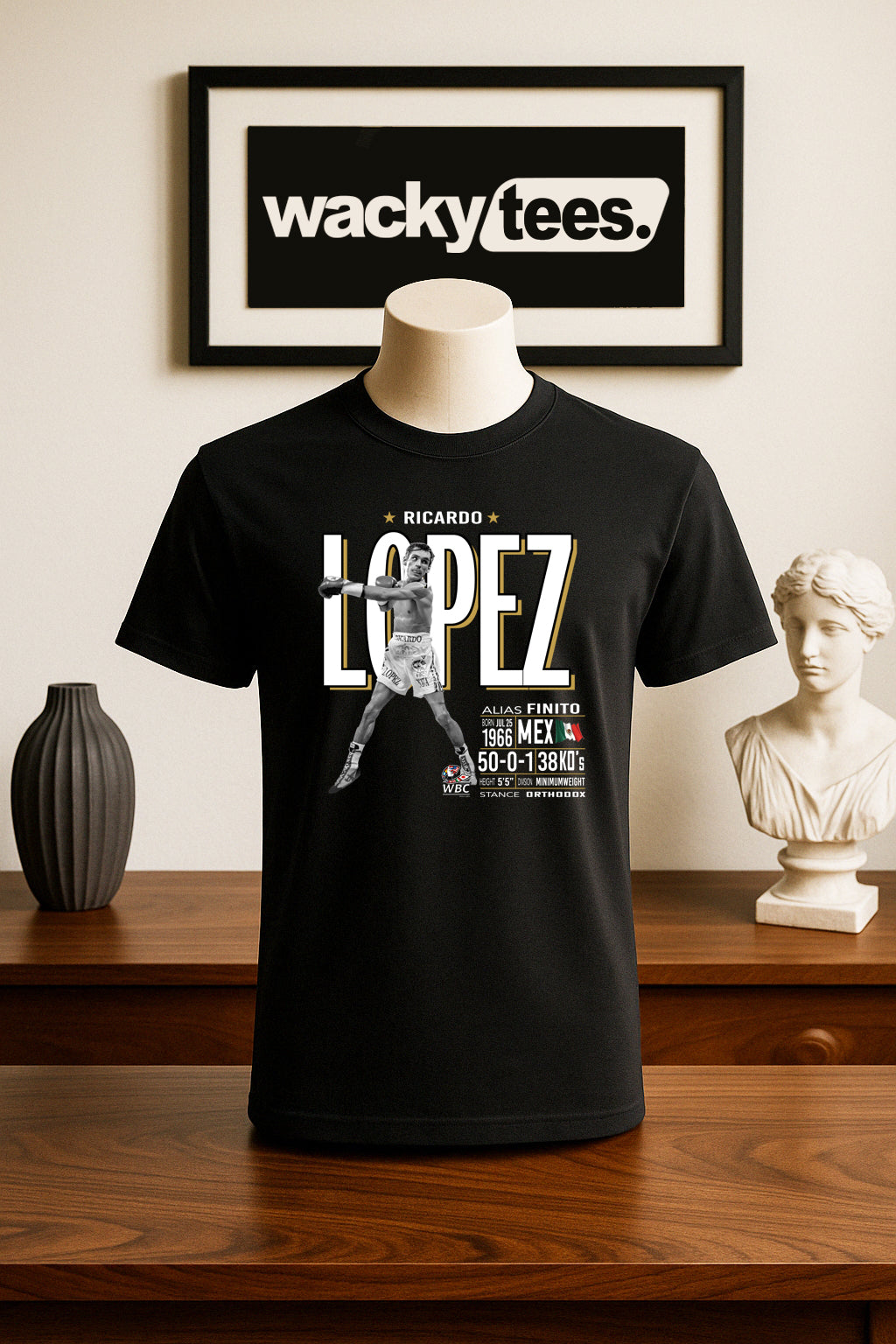 Ricardo Lopez Tale of the Tape Mexico Mexican Boxing Stats Graphic Tee Shirt