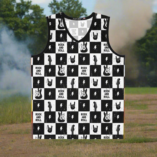 Rock And Roll Squares Basketball Jersey - Lizard Vigilante
