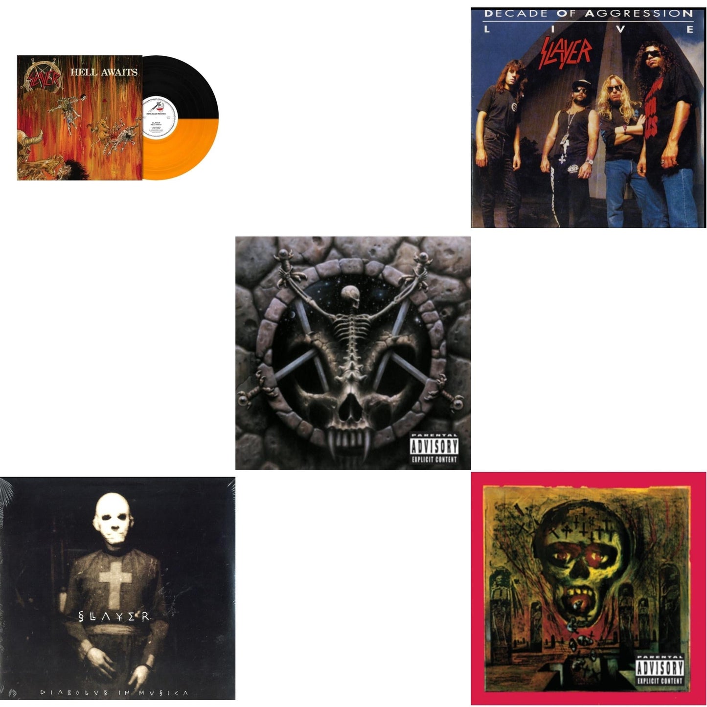 Hell Awaits (Transparent Orange & Black Split LP Vinyl) & Diabolus In Musica & Divine Intervention & Live: Decade Of Aggression & Seasons In Abyss