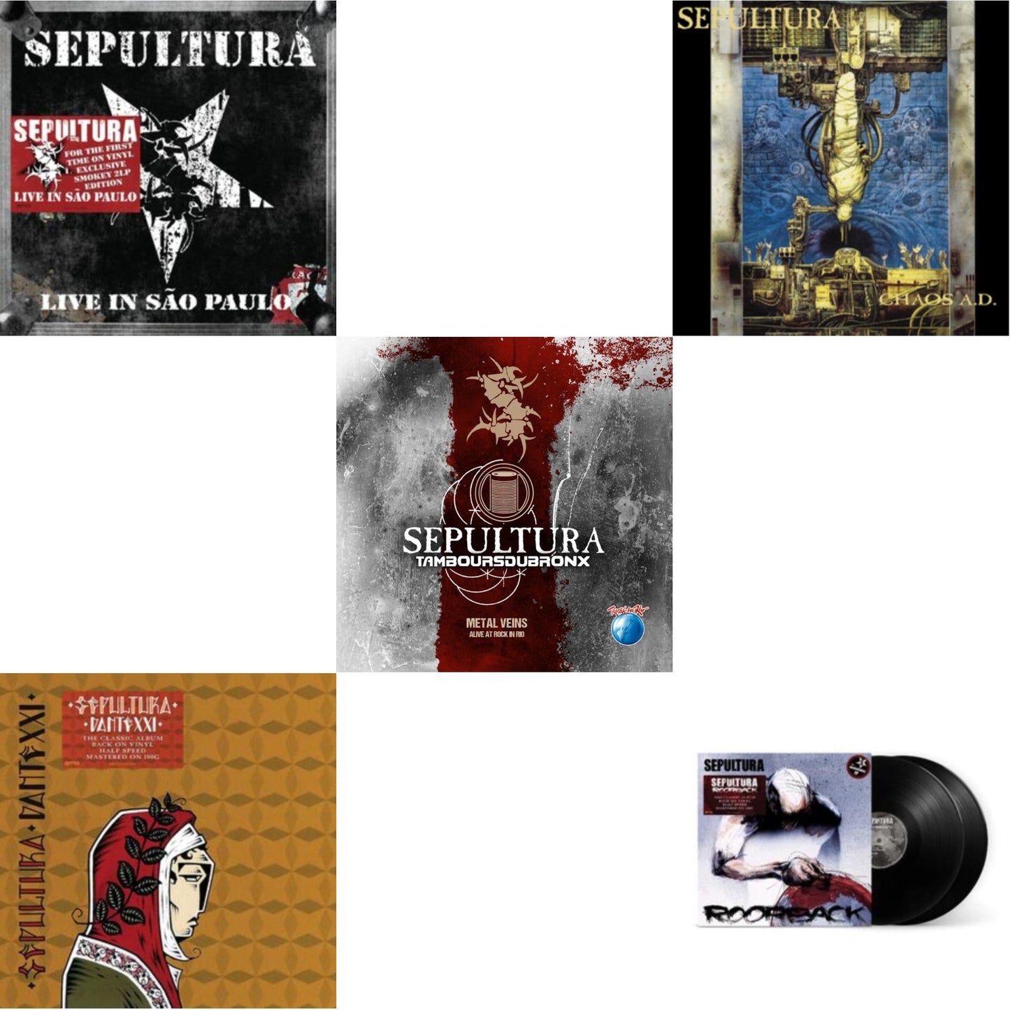 Chaos A.D. (Expanded Edition/2LP) & Metal Veins - Alive At Rock In Rio (Limited/2LP) & Roorback & Dante Xxi & Live In Sao Paulo (2LP)