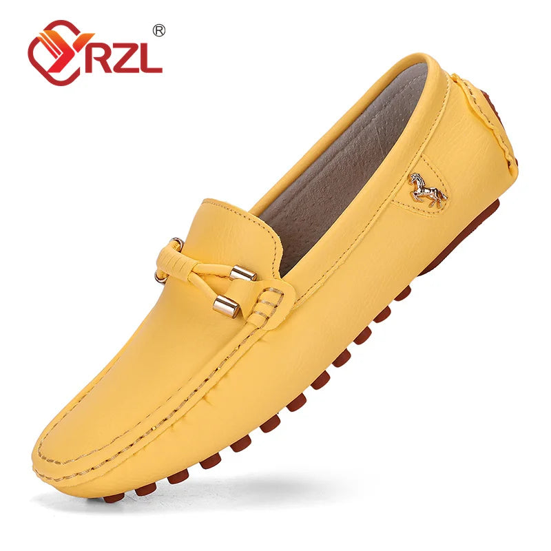 YRZL Men's Handmade Leather Loafers – Casual Slip-On Driving Flats, Luxury Moccasins for Men, Comfortable Shoes Plus Size 37-48 - Premium sandals from Lizard Vigilante - Just $40.99! Shop now at Lizard Vigilante