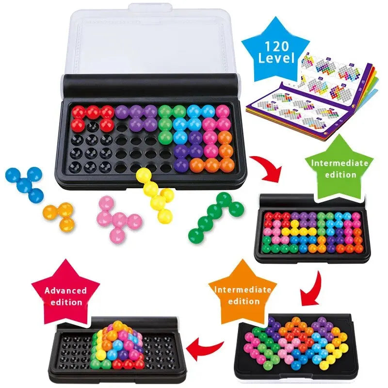 3D IQ Puzzle Board Game | 120 Logical Challenges, Pyramid Beads Montessori Toy for Kids and Teens | Portable Brain Teaser & Educational Travel Game - Premium board game from Lizard Vigilante - Just $18.99! Shop now at Lizard Vigilante