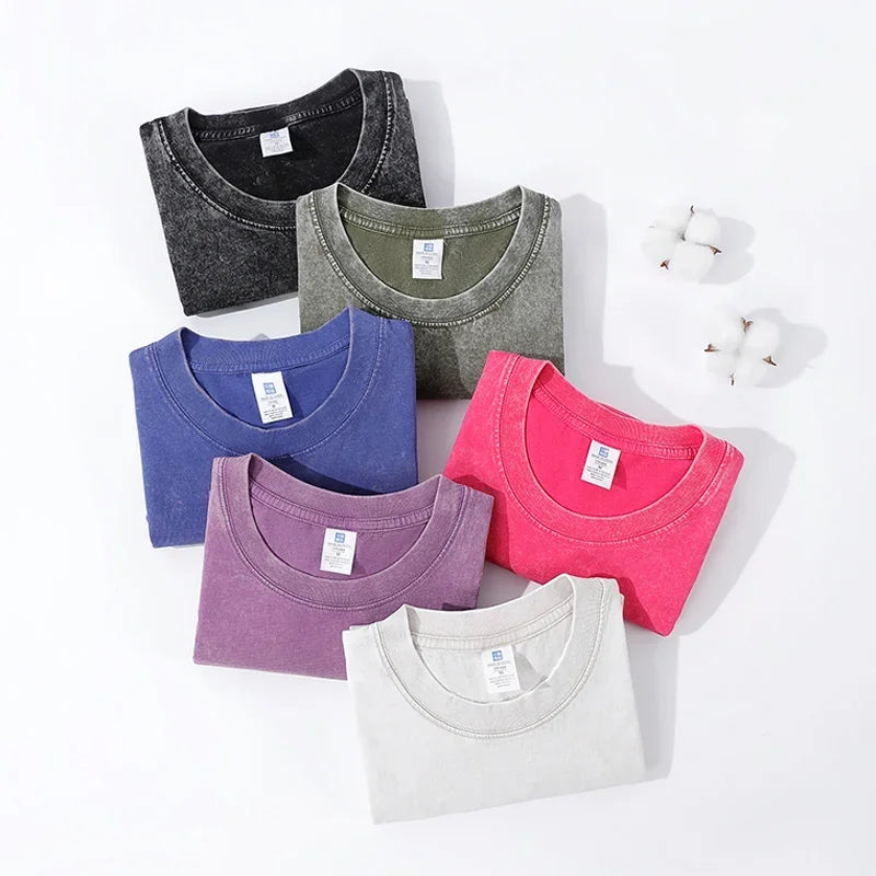 250gsm Vintage Acid Wash Punk Tee – Retro Streetwear T-Shirt for Men & Women | Harajuku Hip-Hop Grunge Cotton Short Sleeve | Namou Drane Exclusive - Premium tee from dsers - Just $27.77! Shop now at Lizard Vigilante