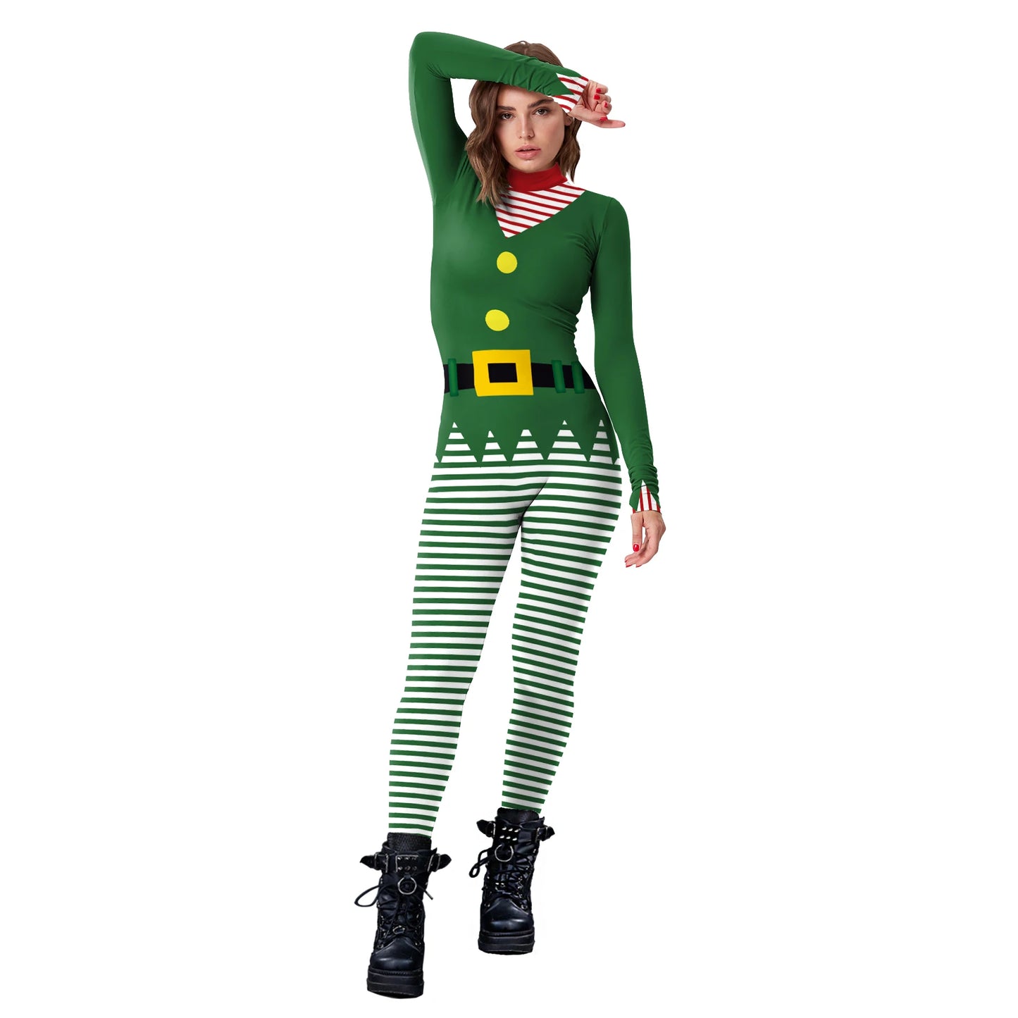 Matching Outfit Christmas Tree Print Cosplay Costume - Green Stripe Jumpsuit for Adults and Children - Premium Cosplay Costumes from Lizard Vigilante - Just $29.99! Shop now at Lizard Vigilante