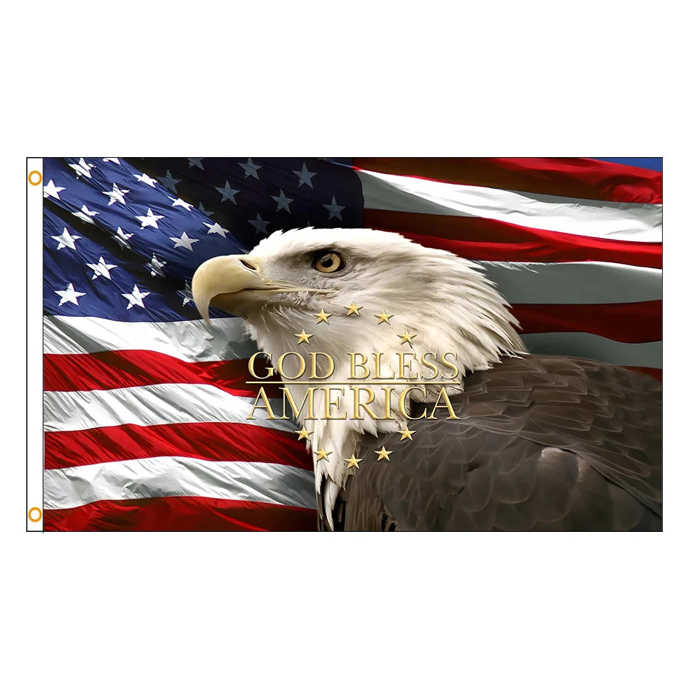 Patriotic "God Bless America" Bald Eagle Flag – 90x150cm Wall Tapestry Room Décor - Premium flag from Lizard Vigilante - Just $15.99! Shop now at Lizard Vigilante