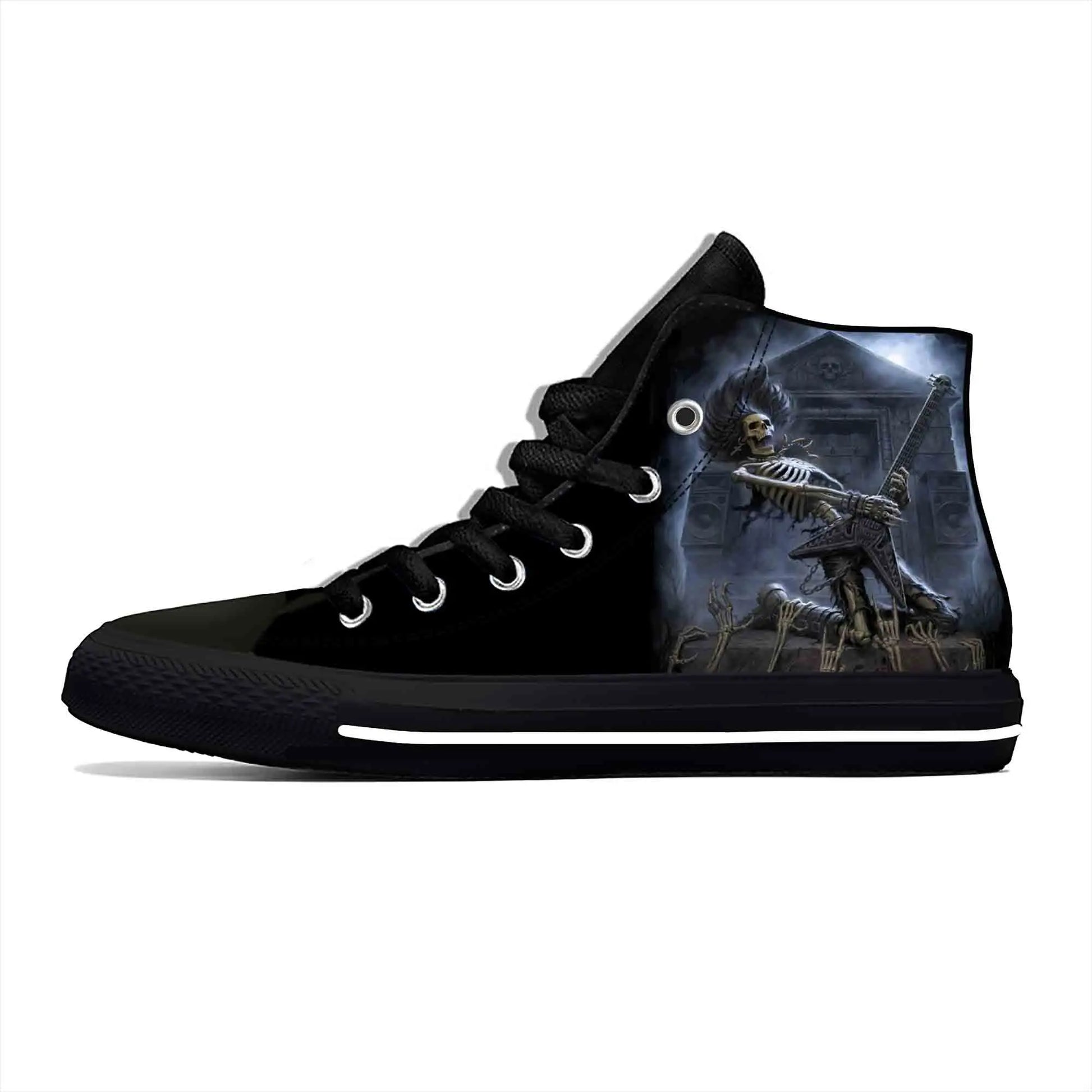 Heavy Metal Rock Skull Guitar Grim Reaper Gothic Canvas High-Tops - Premium high top shoes from Lizard Vigilante - Just $42.99! Shop now at Lizard Vigilante