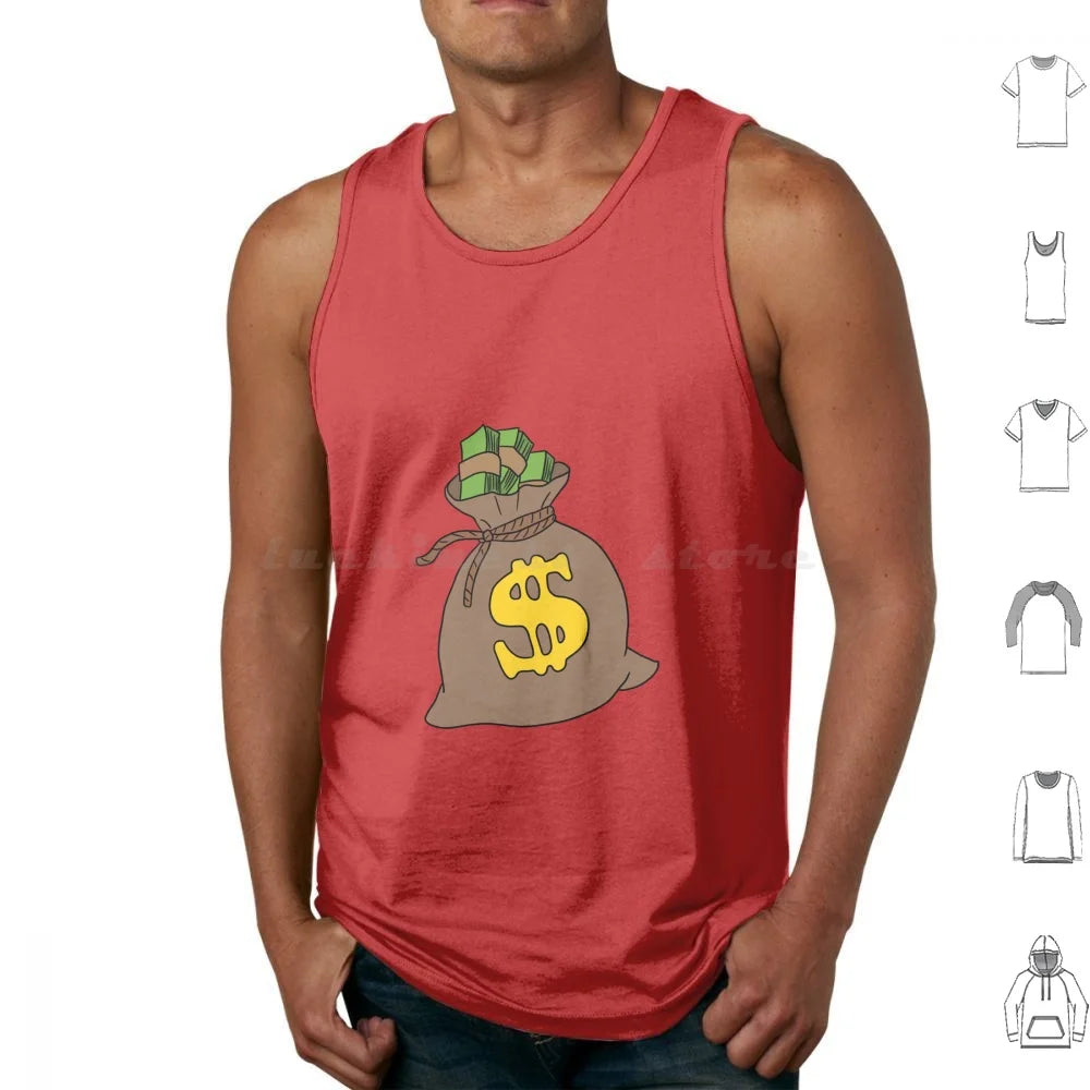 Money Bag Tank Top – 100% Cotton Rich Hustle Style with Bold Cash-Inspired Graphics for Trendsetting Men - Premium  from Lizard Vigilante - Just $28.88! Shop now at Lizard Vigilante